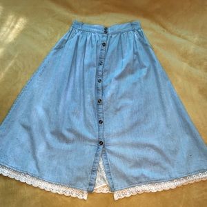 A-line, button down Denim skirt